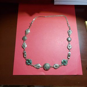 Vintage 925 Sterling Silver Navajo Green Turquoise Necklace